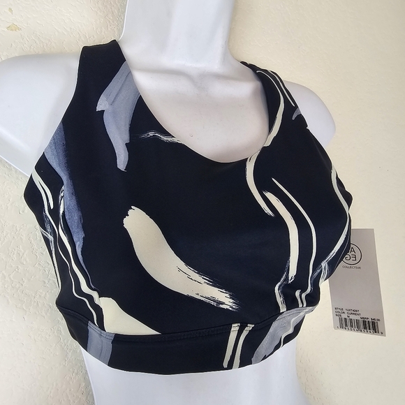 Sage Collective Current Blue Abstract Strappy Back Sports Bra - Picture 3 of 9